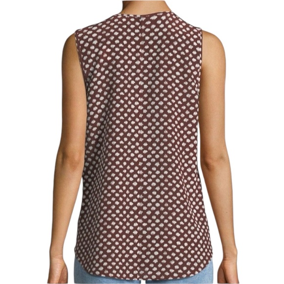 Theory Silk Bringam Painter Dot Blouse Top Size Large - Picture 2 of 8